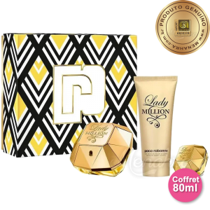 Conjunto Lady Million Paco Rabanne Feminino EDP 80ml + EDP 5ml + Body Lotion 100ml (3 Produtos)